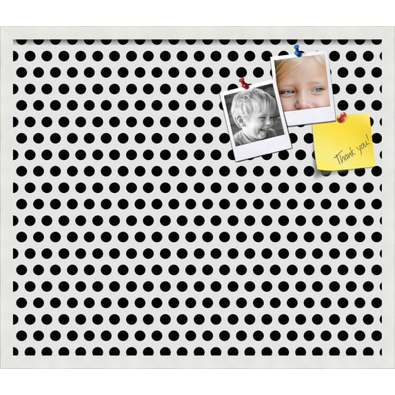 PinPix 28x24 Custom Cork Bulletin Board Black Polka Dot Poster Board Has a Fabric Style Canvas Finish, Framed in Black Polka Dot, by ArtToFrames (PinPix-200)