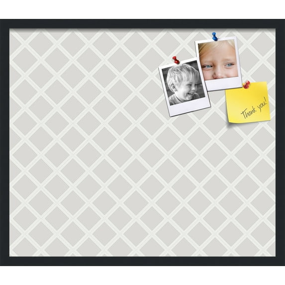 PinPix 28x24 Custom Cork Bulletin Board Diamond Modern Pattern Grey Poster Board Has a Fabric Style Canvas Finish, Framed in Diamond Modern Pattern Grey, by ArtToFrames (PinPix-1802)