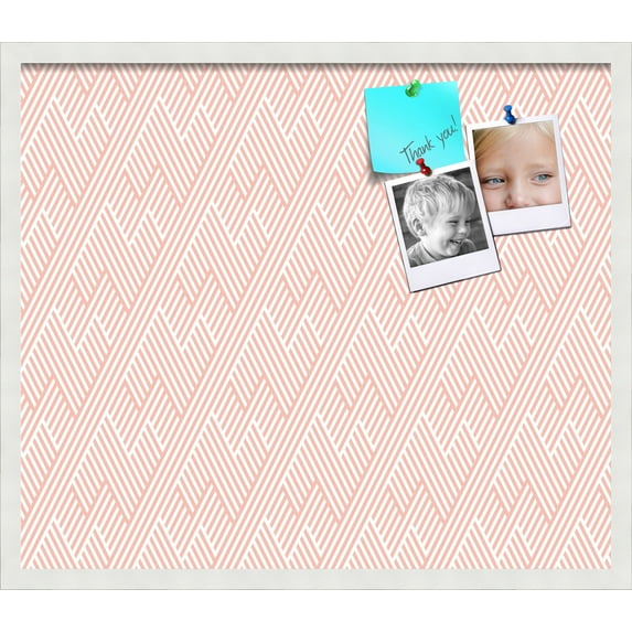 PinPix 28x24 Custom Cork Bulletin Board Modeco Zig Zag Grapefruit Poster Board Has a Fabric Style Canvas Finish, Framed in Modeco Zig Zag Grapefruit, by ArtToFrames (PinPix-1629)