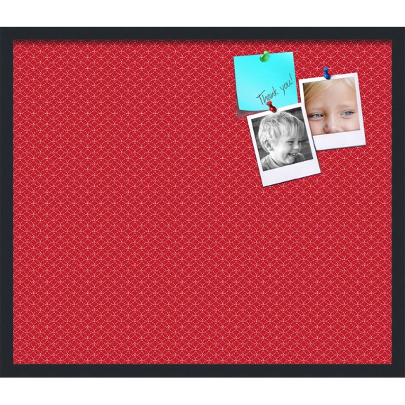 PinPix 28x24 Custom Cork Bulletin Board Red Circles Poster Board Has a Fabric Style Canvas Finish, Framed in Red Circles, by ArtToFrames (PinPix-500)