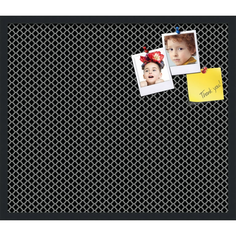 PinPix 28x24 Custom Cork Bulletin Board White - Black Clover Poster Board  Has a Fabric Style Canvas Finish, Framed in White - Black Clover, by  ArtToFrames (PinPix-135) 