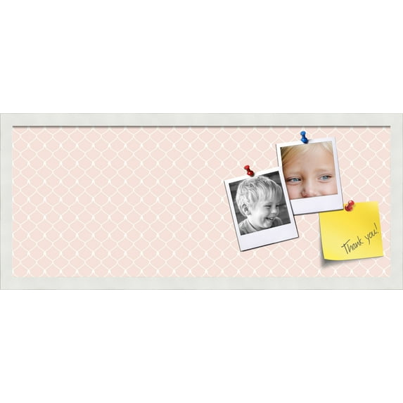 PinPix 30x12 Custom Cork Bulletin Board Baby Pink Chain Poster Board Has a Fabric Style Canvas Finish, Framed in Baby Pink Chain, by ArtToFrames (PinPix-575)