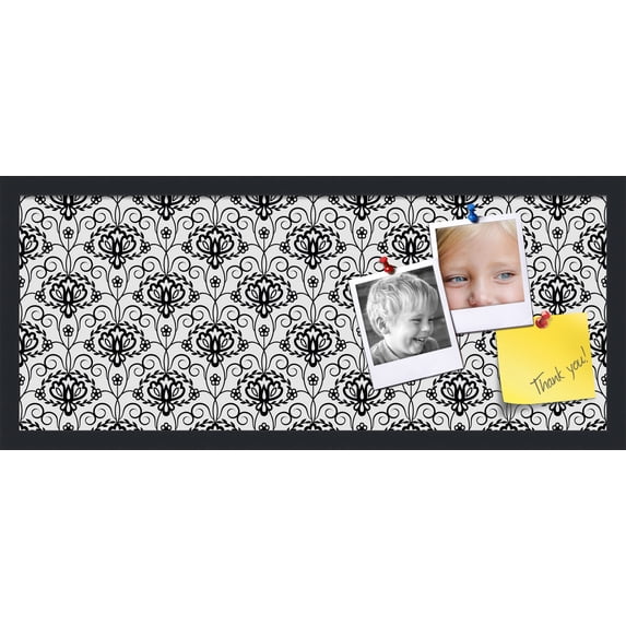 PinPix 30x12 Custom Cork Bulletin Board Grand Floral Motif Poster Board Has a Fabric Style Canvas Finish, Framed in Grand Floral Motif, by ArtToFrames (PinPix-181)
