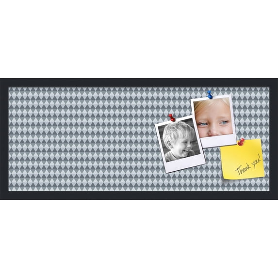 PinPix 30x12 Custom Cork Bulletin Board Grey - Blue Diamond Poster Board Has a Fabric Style Canvas Finish, Framed in Grey - Blue Diamond, by ArtToFrames (PinPix-227)
