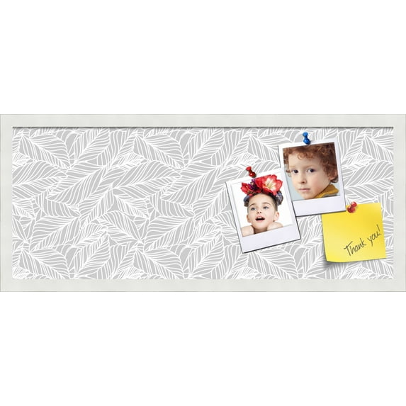 PinPix 30x12 Custom Cork Bulletin Board Grey White Poster Board Has a Fabric Style Canvas Finish, Framed in Grey White, by ArtToFrames (PinPix-1872)
