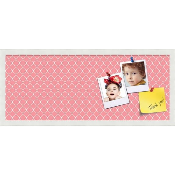 PinPix 30x12 Custom Cork Bulletin Board Light Pink Chain Poster Board Has a Fabric Style Canvas Finish, Framed in Light Pink Chain, by ArtToFrames (PinPix-574)