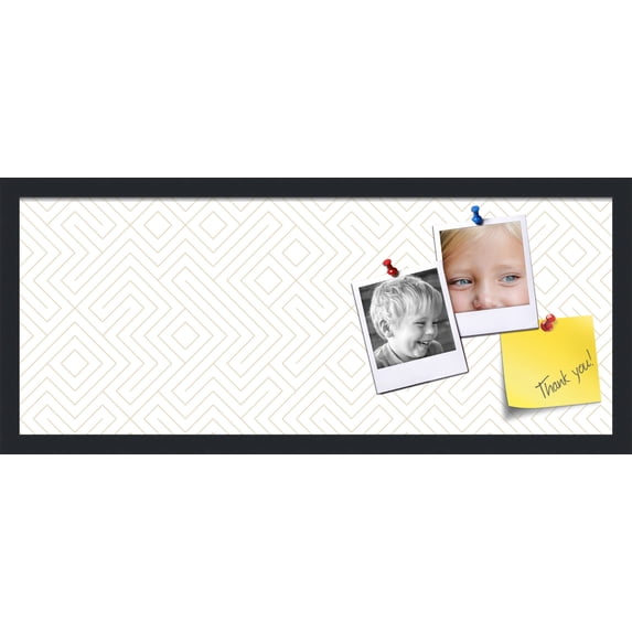 PinPix 30x12 Custom Cork Bulletin Board Maze White Beige Poster Board Has a Fabric Style Canvas Finish, Framed in Maze White Beige, by ArtToFrames (PinPix-1835)
