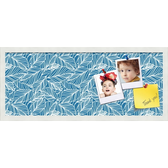 PinPix 30x12 Custom Cork Bulletin Board Navy White Poster Board Has a Fabric Style Canvas Finish, Framed in Navy White, by ArtToFrames (PinPix-1873)