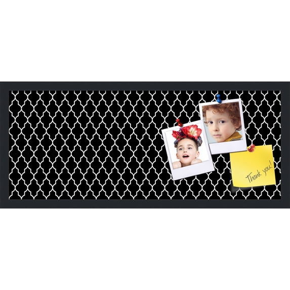 PinPix 30x12 Custom Cork Bulletin Board Quatrefoil Black Poster Board Has a Fabric Style Canvas Finish, Framed in Quatrefoil Black, by ArtToFrames (PinPix-116)