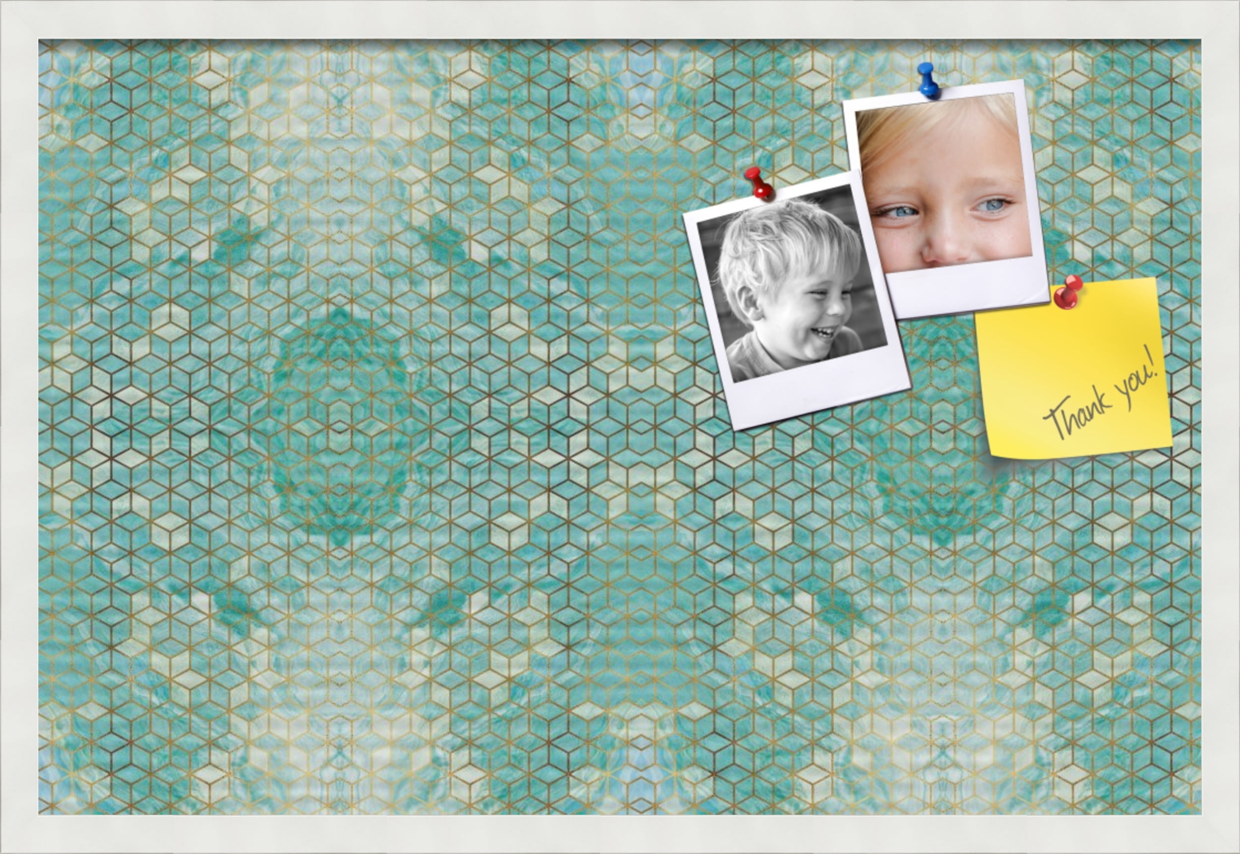 PinPix 30x20 Custom Cork Bulletin Board Aqua Poster Board Has a Fabric Style Canvas Finish, Framed in Aqua, by ArtToFrames (PinPix-1881)