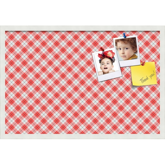 PinPix 30x20 Custom Cork Bulletin Board Argyle Red Poster Board Has a Fabric Style Canvas Finish, Framed in Argyle Red, by ArtToFrames (PinPix-646)