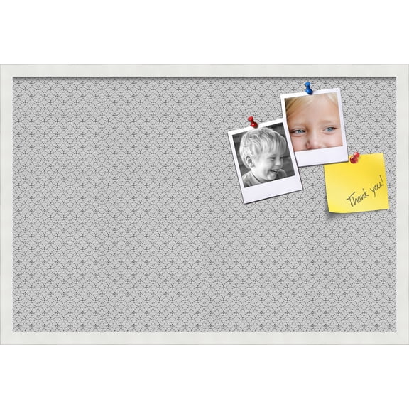 PinPix 30x20 Custom Cork Bulletin Board B W Circles Poster Board Has a Fabric Style Canvas Finish, Framed in B W Circles, by ArtToFrames (PinPix-117)