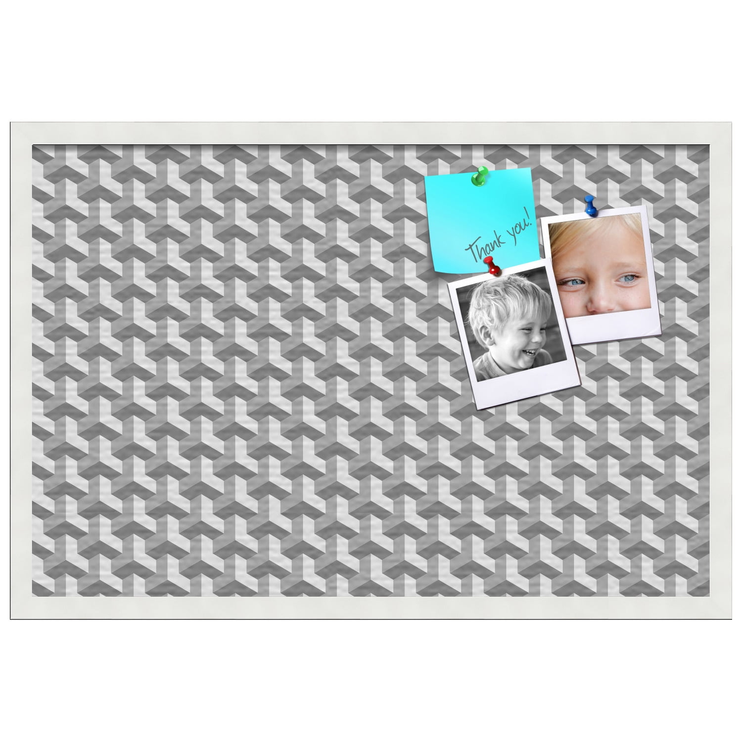 PinPix 30x20 Custom Cork Bulletin Board Baus Grey White Poster Board Has a Fabric Style Canvas Finish, Framed in White, by ArtToFrames (PinPix-1514)