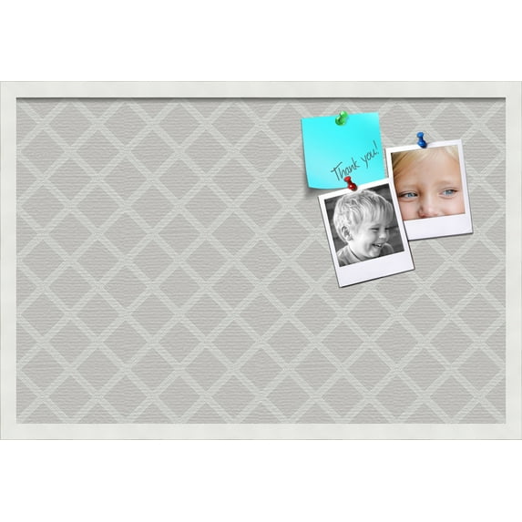 PinPix 30x20 Custom Cork Bulletin Board Diamond Modern Pattern Grey Poster Board Has a Fabric Style Canvas Finish, Framed in Diamond Modern Pattern Grey, by ArtToFrames (PinPix-1802)
