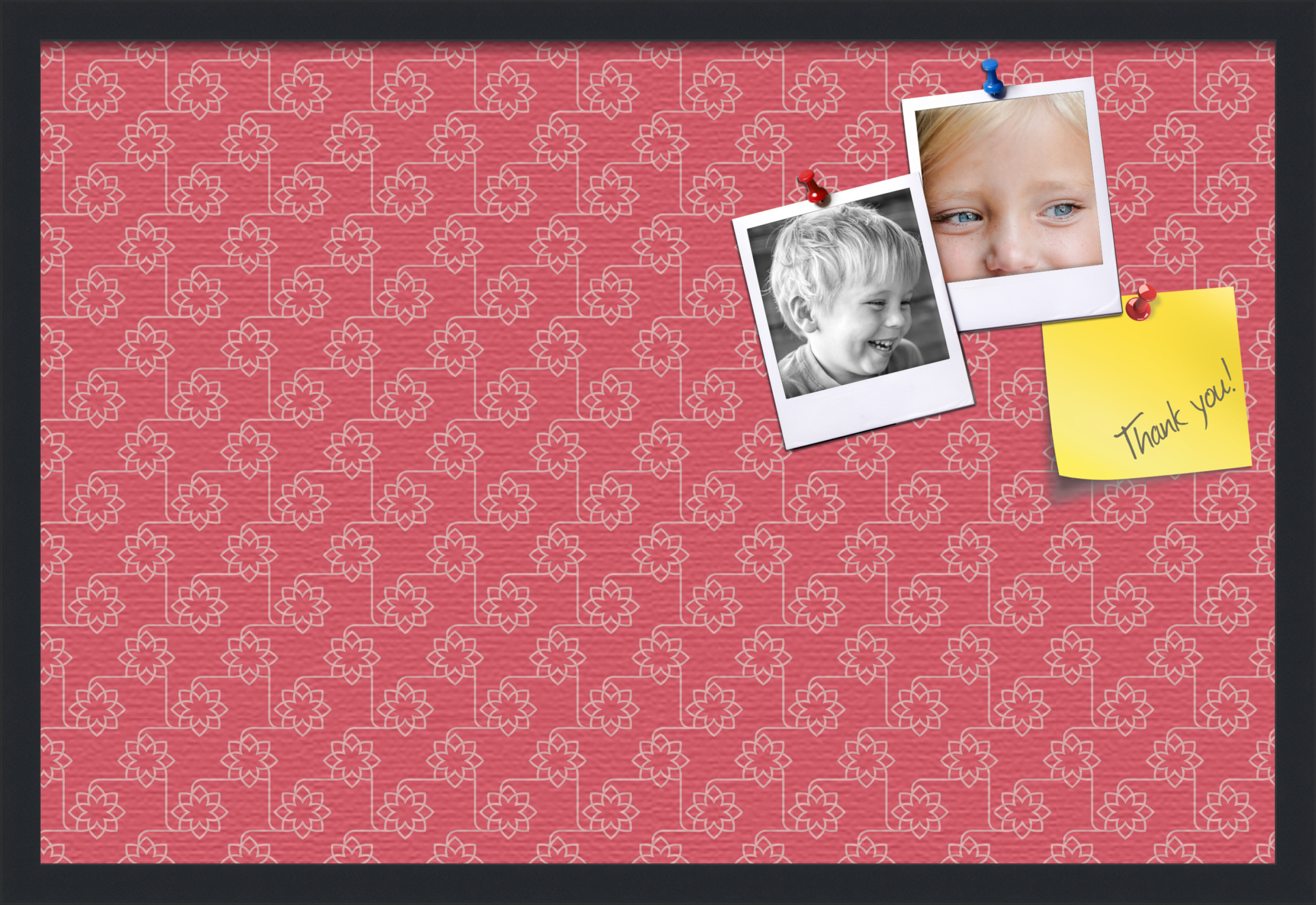 PinPix 30x20 Custom Cork Bulletin Board Floral Dark Pink Poster Board