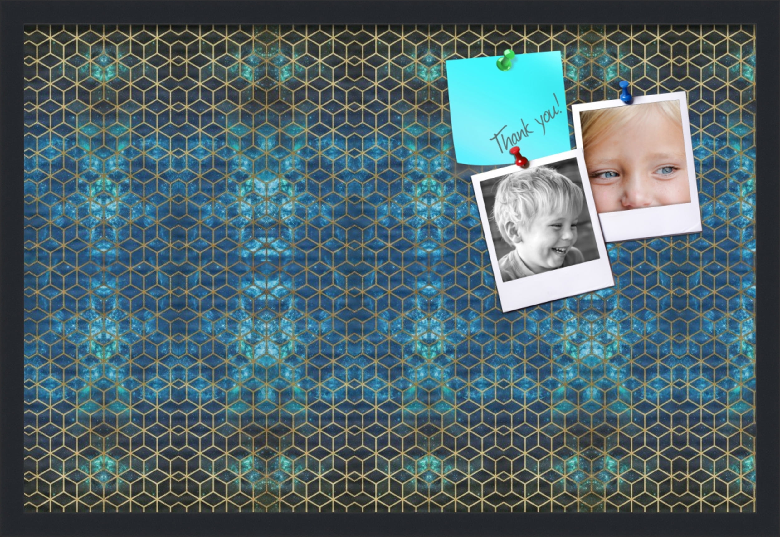 PinPix 30x20 Custom Cork Bulletin Board Midnight Poster Board Has a Fabric Style Canvas Finish, Framed in Midnight, by ArtToFrames (PinPix-1882)