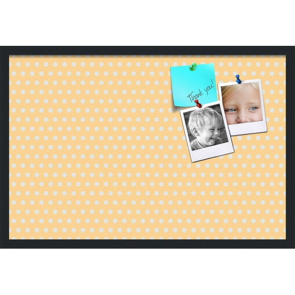 PinPix 30x20 Custom Cork Bulletin Board Orange Polka Dot Poster Board Has a Fabric Style Canvas Finish, Framed in Orange Polka Dot, by ArtToFrames (PinPix-266)