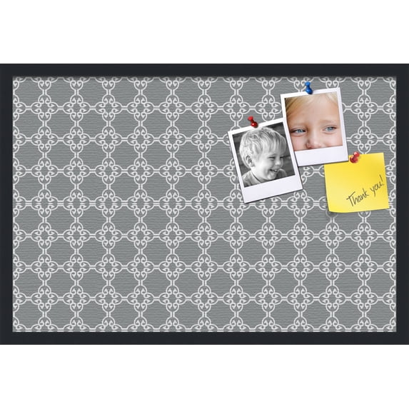 PinPix 30x20 Custom Cork Bulletin Board Poster Board Has a Fabric Style Canvas Finish, Framed in Grey and White Graphic Lava Pattern, by ArtToFrames (PinPix-231)