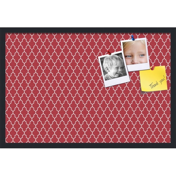 PinPix 30x20 Custom Cork Bulletin Board Quarterfoil Red Poster Board Has a Fabric Style Canvas Finish, Framed in Quarterfoil Red, by ArtToFrames (PinPix-484)