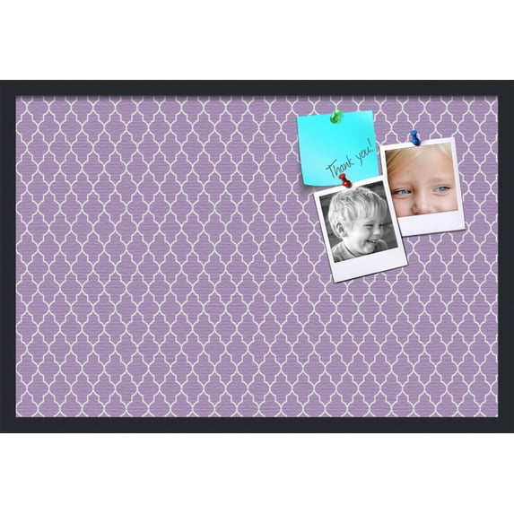 PinPix 30x20 Custom Cork Bulletin Board Quatrefoil Lt Pur Poster Board Has a Fabric Style Canvas Finish, Framed in Quatrefoil Lt Pur, by ArtToFrames (PinPix-489)