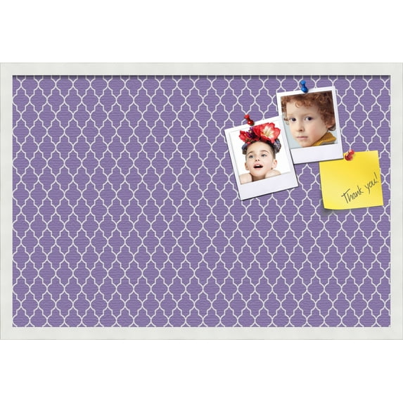 PinPix 30x20 Custom Cork Bulletin Board Quatrefoil Purple Poster Board Has a Fabric Style Canvas Finish, Framed in Quatrefoil Purple, by ArtToFrames (PinPix-282)