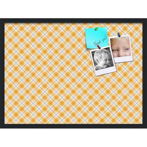PinPix 30x22 Custom Cork Bulletin Board Argyle Orange Poster Board Has a Fabric Style Canvas Finish, Framed in Argyle Orange, by ArtToFrames (PinPix-636)