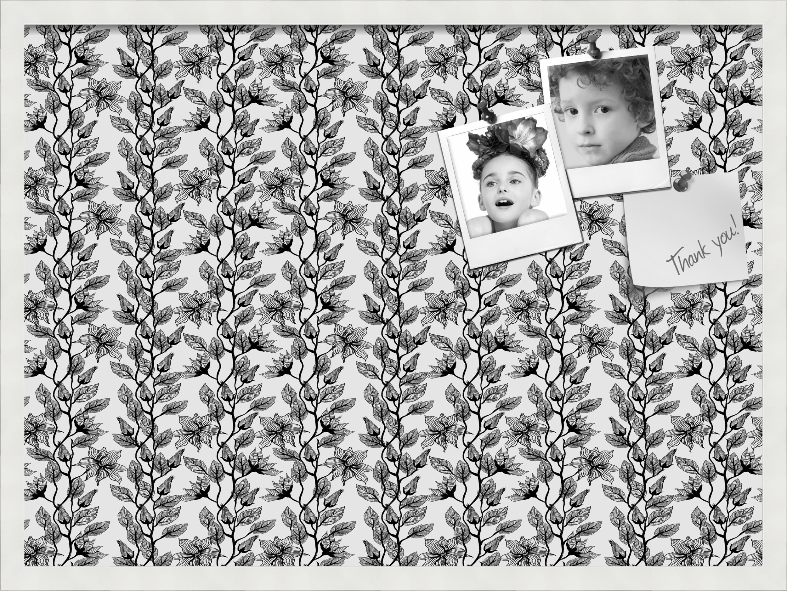 PinPix 30x22 Custom Cork Bulletin Board Floral Design Black Carnation Poster Board Has a Fabric Style Canvas Finish, Framed in Floral Design Black Carnation, by ArtToFrames (PinPix-202)