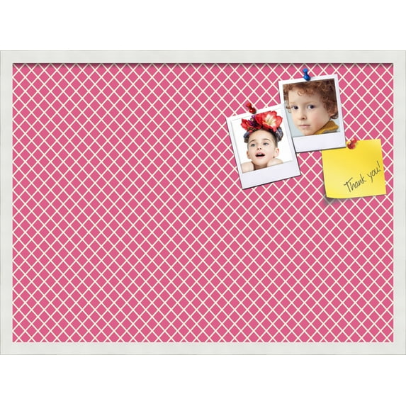 PinPix 30x22 Custom Cork Bulletin Board Hot Pink Diamond Poster Board Has a Fabric Style Canvas Finish, Framed in Hot Pink Diamond, by ArtToFrames (PinPix-302)