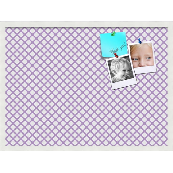 PinPix 30x22 Custom Cork Bulletin Board Light Purple Clover Poster Board Has a Fabric Style Canvas Finish, Framed in Light Purple Clover, by ArtToFrames (PinPix-539)