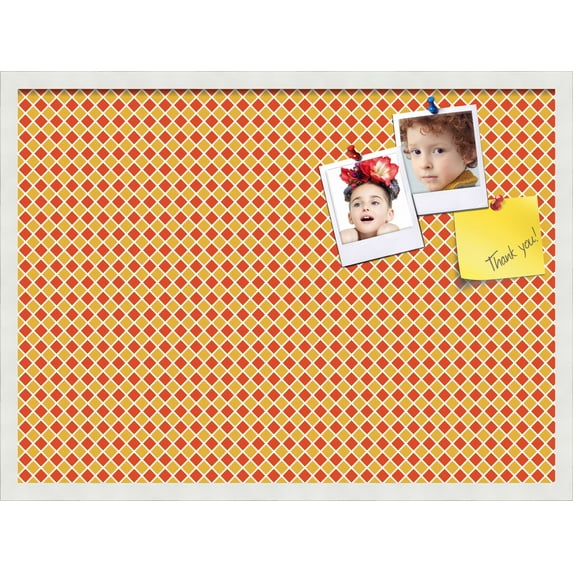 PinPix 30x22 Custom Cork Bulletin Board Red - Orange Diamond Poster Board Has a Fabric Style Canvas Finish, Framed in Red - Orange Diamond, by ArtToFrames (PinPix-331)