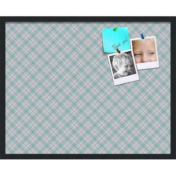 PinPix 30x24 Custom Cork Bulletin Board Argyle Purple - Green Poster Board Has a Fabric Style Canvas Finish, Framed in Argyle Purple - Green, by ArtToFrames (PinPix-640)