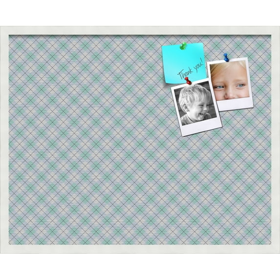 PinPix 30x24 Custom Cork Bulletin Board Argyle Purple - Green Poster Board Has a Fabric Style Canvas Finish, Framed in Argyle Purple - Green, by ArtToFrames (PinPix-640)