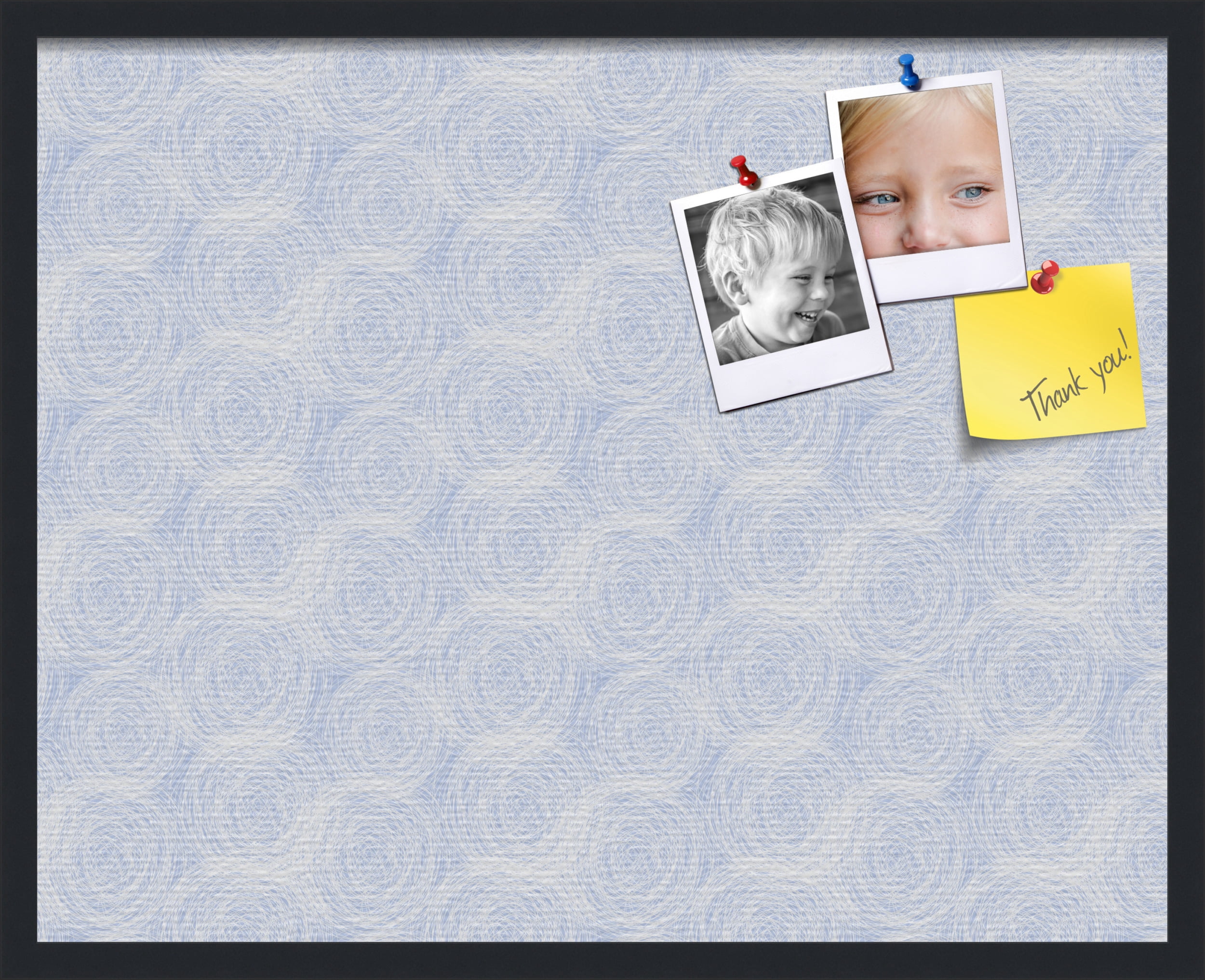PinPix 30x24 Custom Cork Bulletin Board Circles Sketch Mill White Poster Board Has a Fabric Style Canvas Finish, Framed in Circles Sketch Mill White, by ArtToFrames (PinPix-1927)