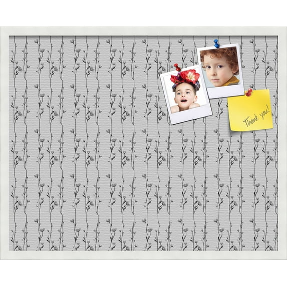 PinPix 30x24 Custom Cork Bulletin Board Floral Black Vines Poster Board Has a Fabric Style Canvas Finish, Framed in Floral Black Vines, by ArtToFrames (PinPix-208)