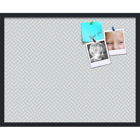 PinPix 30x24 Custom Cork Bulletin Board Lattice White Aqua Poster Board Has a Fabric Style Canvas Finish, Framed in Lattice White Aqua, by ArtToFrames (PinPix-1817)