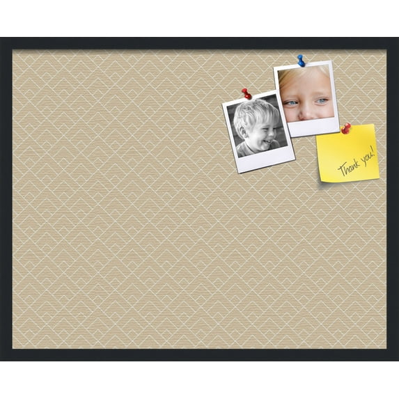PinPix 30x24 Custom Cork Bulletin Board Peaks Modern Pattern Beige Poster Board Has a Fabric Style Canvas Finish, Framed in Peaks Modern Pattern Beige, by ArtToFrames (PinPix-1792)
