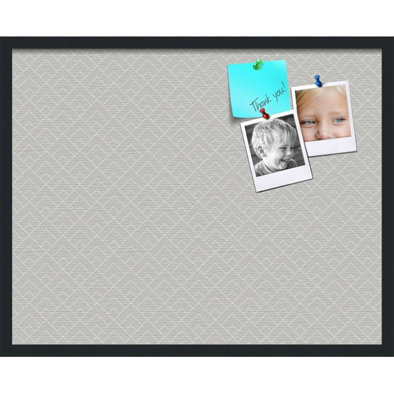 PinPix 30x24 Custom Cork Bulletin Board Peaks Modern Pattern Grey Poster Board Has a Fabric Style Canvas Finish, Framed in Peaks Modern Pattern Grey, by ArtToFrames (PinPix-1794)