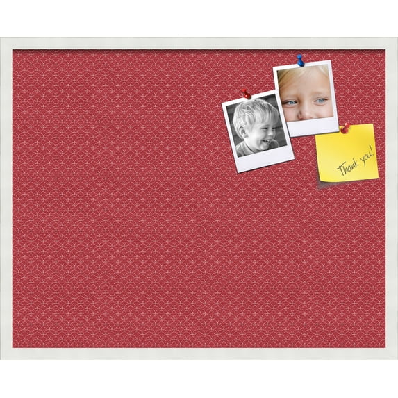 PinPix 30x24 Custom Cork Bulletin Board Red Circles Poster Board Has a Fabric Style Canvas Finish, Framed in Red Circles, by ArtToFrames (PinPix-500)
