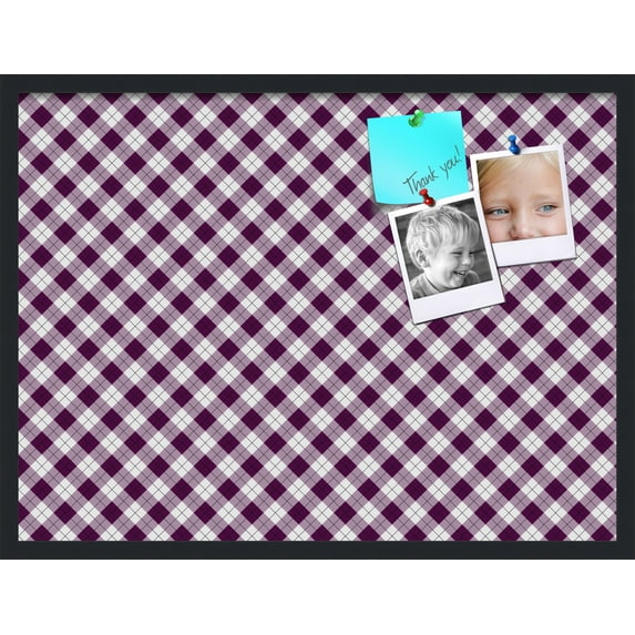 PinPix 32x24 Custom Cork Bulletin Board Argyle Dark Purple Poster Board Has a Fabric Style Canvas Finish, Framed in Argyle Dark Purple, by ArtToFrames (PinPix-632)