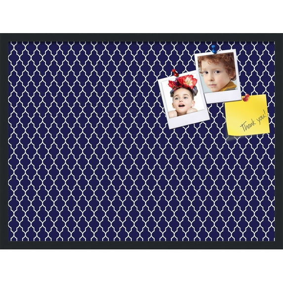 PinPix 32x24 Custom Cork Bulletin Board Quatrefoil Navy Poster Board Has a Fabric Style Canvas Finish, Framed in Quatrefoil Navy, by ArtToFrames (PinPix-285)