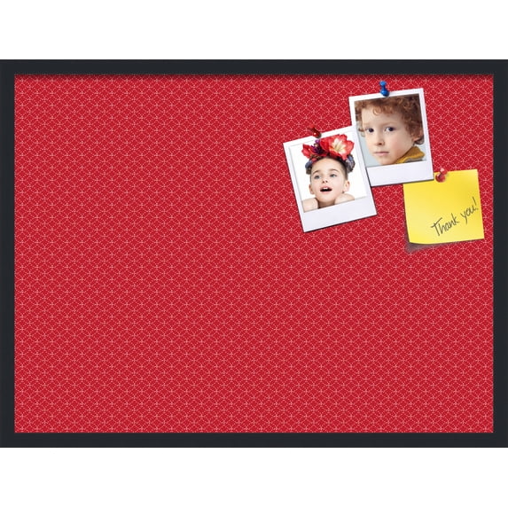 PinPix 32x24 Custom Cork Bulletin Board Red Circles Poster Board Has a Fabric Style Canvas Finish, Framed in Red Circles, by ArtToFrames (PinPix-500)