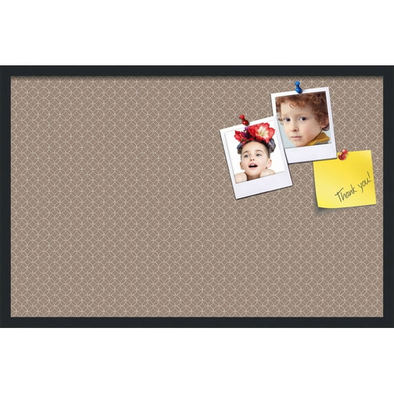PinPix 34x22 Custom Cork Bulletin Board Brown Circles Poster Board Has a Fabric Style Canvas Finish, Framed in Brown Circles, by ArtToFrames (PinPix-492)