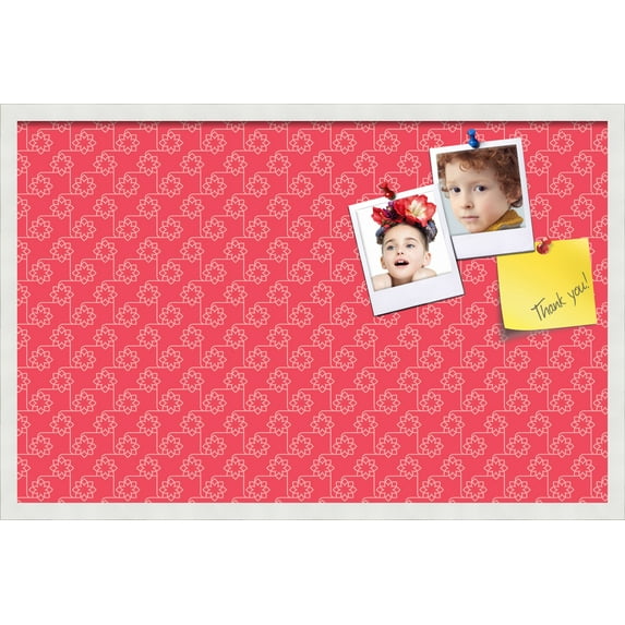 PinPix 34x22 Custom Cork Bulletin Board Floral Dark Pink Poster Board Has a Fabric Style Canvas Finish, Framed in Floral Dark Pink, by ArtToFrames (PinPix-600)