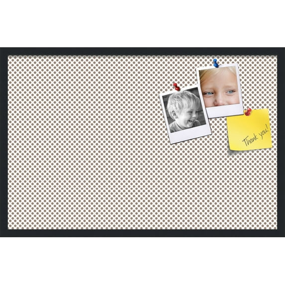PinPix 34x22 Custom Cork Bulletin Board Light Brown Polka Dot Poster Board Has a Fabric Style Canvas Finish, Framed in Light Brown Polka Dot, by ArtToFrames (PinPix-502)