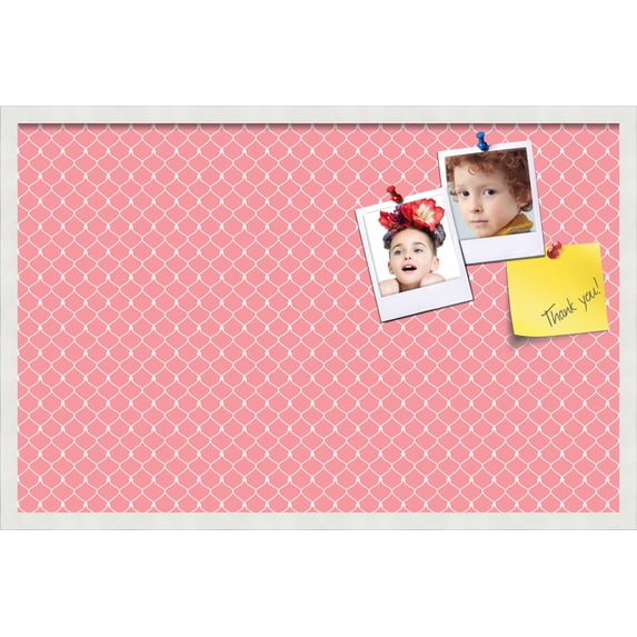 PinPix 34x22 Custom Cork Bulletin Board Light Pink Chain Poster Board Has a Fabric Style Canvas Finish, Framed in Light Pink Chain, by ArtToFrames (PinPix-574)