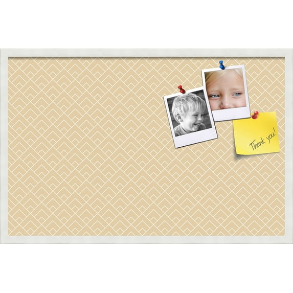 PinPix 34x22 Custom Cork Bulletin Board Peaks Modern Pattern Beige Poster Board Has a Fabric Style Canvas Finish, Framed in Peaks Modern Pattern Beige, by ArtToFrames (PinPix-1792)