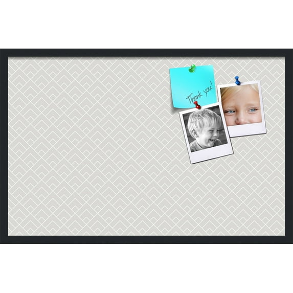 PinPix 34x22 Custom Cork Bulletin Board Peaks Modern Pattern Grey Poster Board Has a Fabric Style Canvas Finish, Framed in Peaks Modern Pattern Grey, by ArtToFrames (PinPix-1794)