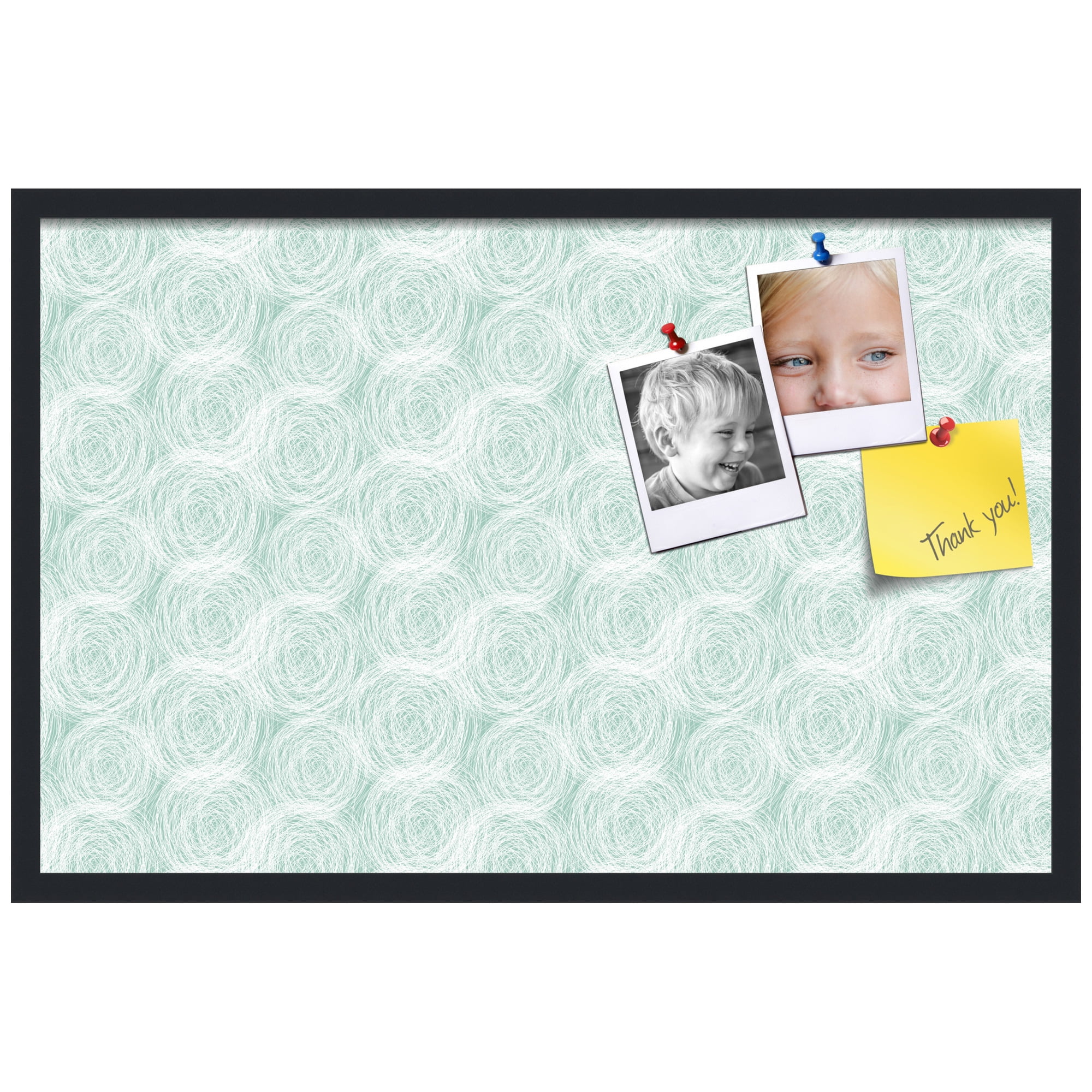 PinPix ArtToFrames 32x20 Custom Cork Bulletin Board    Poster Board Has a Fabric Style Canvas Finish, Framed in Satin Black (PinPix-1926)