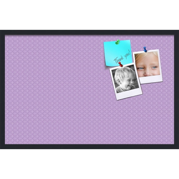 PinPix 34x22 Custom Cork Bulletin Board Purple Circles Poster Board Has a Fabric Style Canvas Finish, Framed in Purple Circles, by ArtToFrames (PinPix-493)