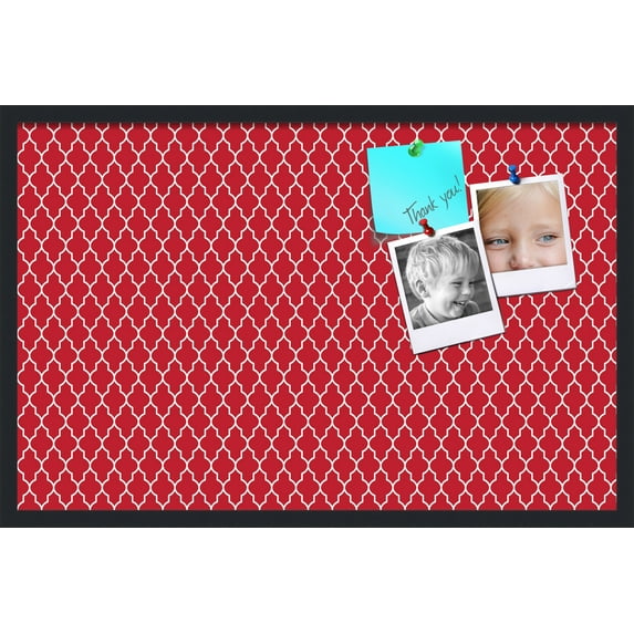 PinPix 34x22 Custom Cork Bulletin Board Quarterfoil Red Poster Board Has a Fabric Style Canvas Finish, Framed in Quarterfoil Red, by ArtToFrames (PinPix-484)